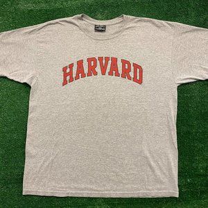 Vintage Y2K Harvard University T-Shirt Collegiate Spell Out Gray 2000s